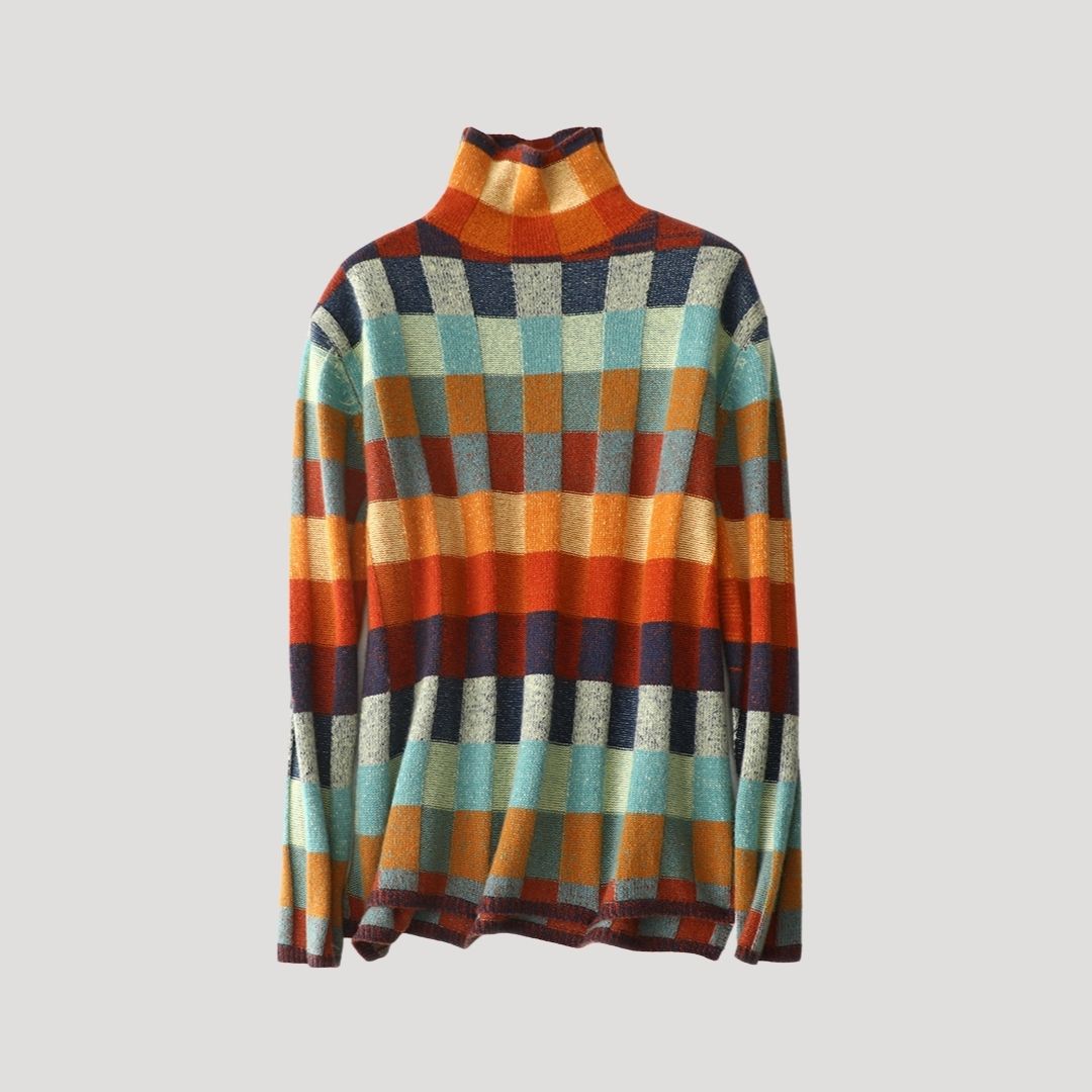 Women’s roll neck oversized patterned warm knit jumper