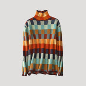 Women’s roll neck oversized patterned warm knit jumper