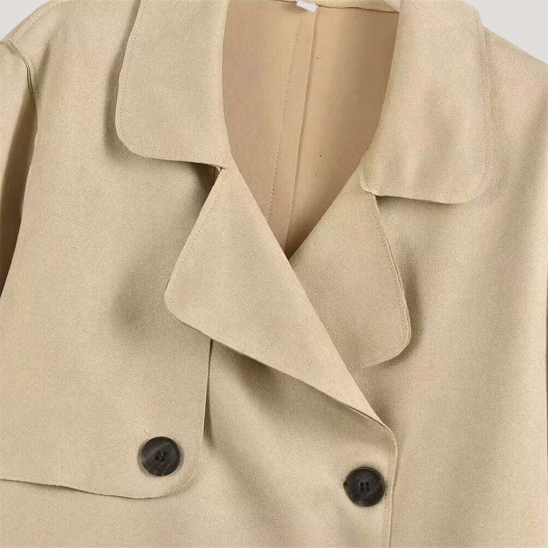 Women's belted double breasted lightweight trench coat