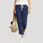 Women’s linen drawstring trousers summer lightweight fit