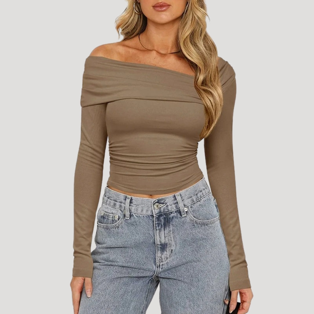 Off shoulder long sleeve top