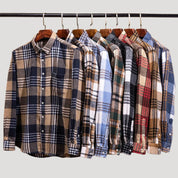 Men’s checked flannel long sleeve casual shirt