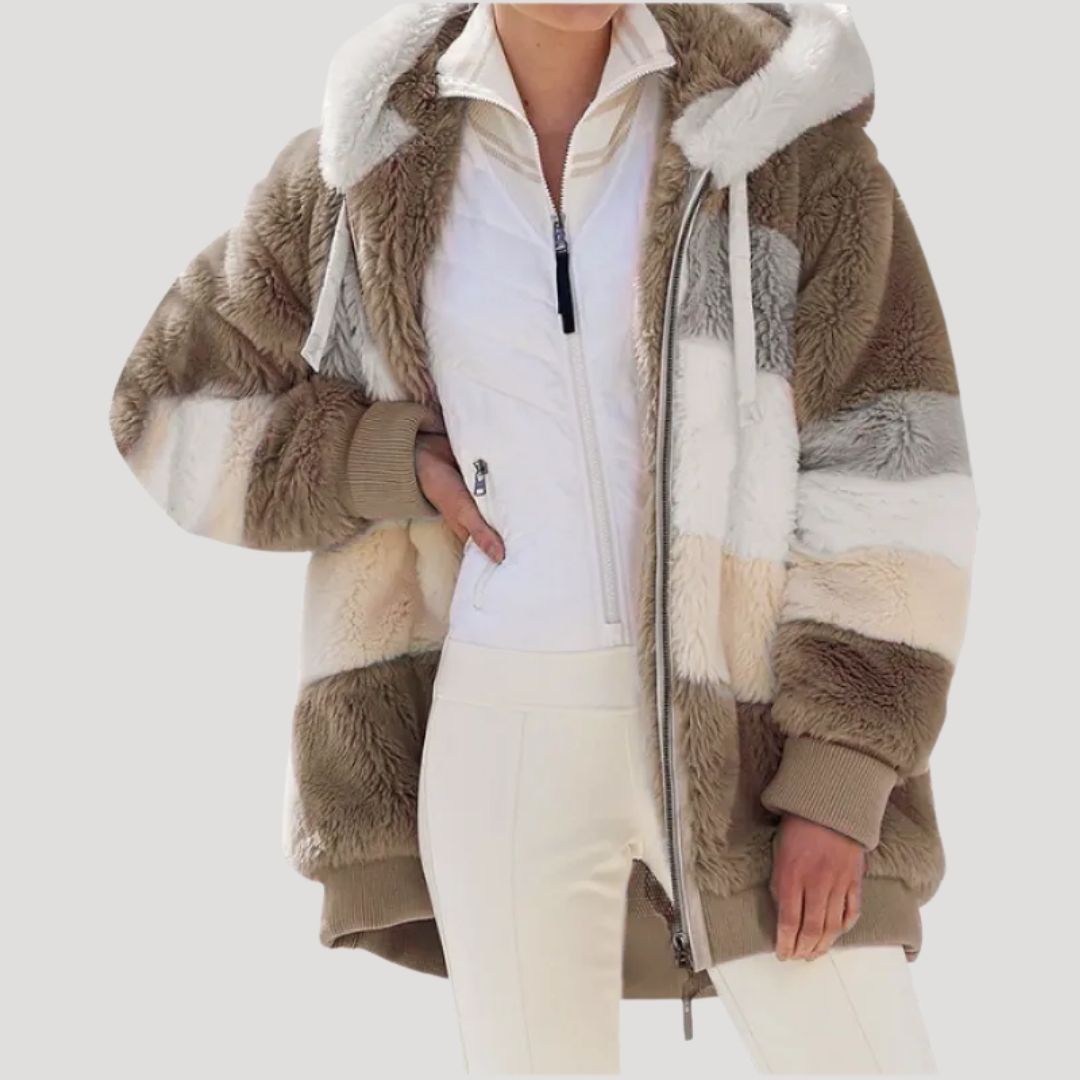Women’s fluffy faux fur cosy winter jacket