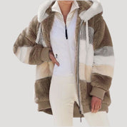 Women’s fluffy faux fur cosy winter jacket