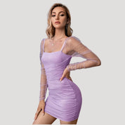 Sparkly mesh sleeve bodycon dress