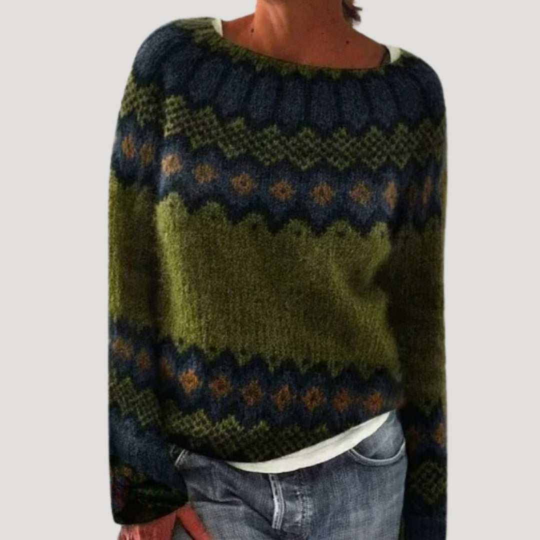 Women colorful patterned knit sweater