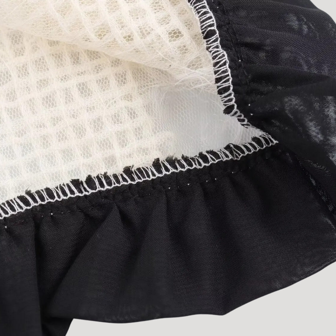 Women’s white lace ruffle cropped bow blouse