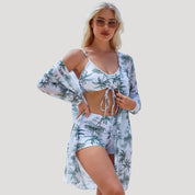 Geometric print 3-piece swimsuit set