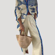 Women’s beach summer co ord trousers set long sleeve