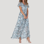 Women’s floral v neck maxi wedding guest dress