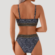 Animal print high-waisted bikini set