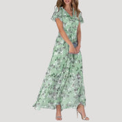 Women’s floral v neck maxi wedding guest dress