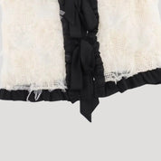Women’s white lace ruffle cropped bow blouse