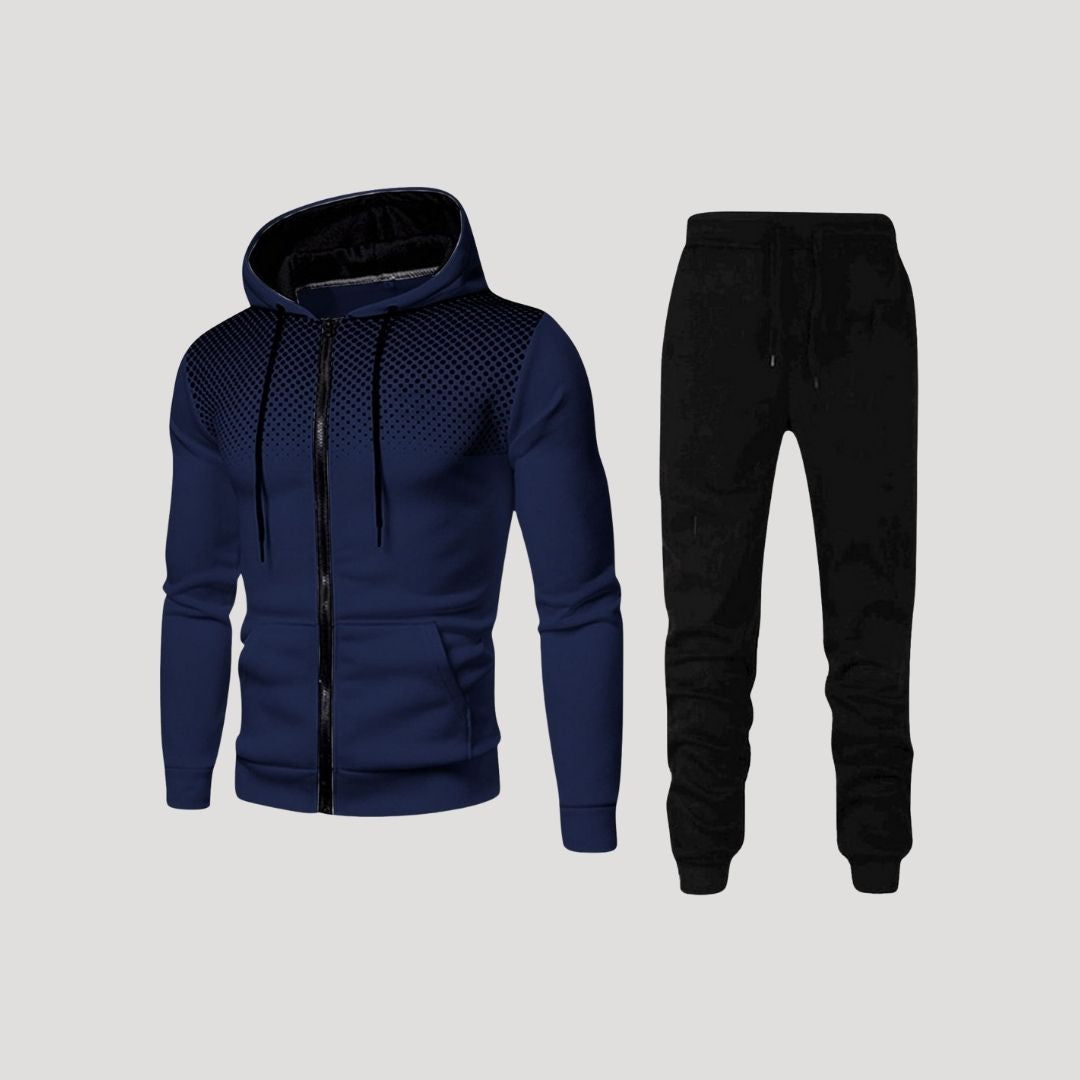 Men’s fleece hooded winter black jogging tracksuit