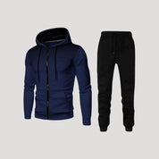 Men’s fleece hooded winter black jogging tracksuit
