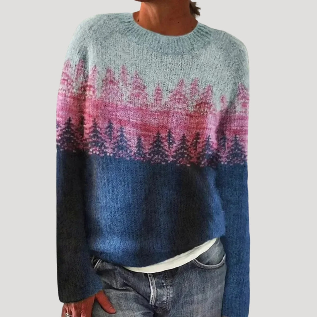 Women colorful patterned knit sweater