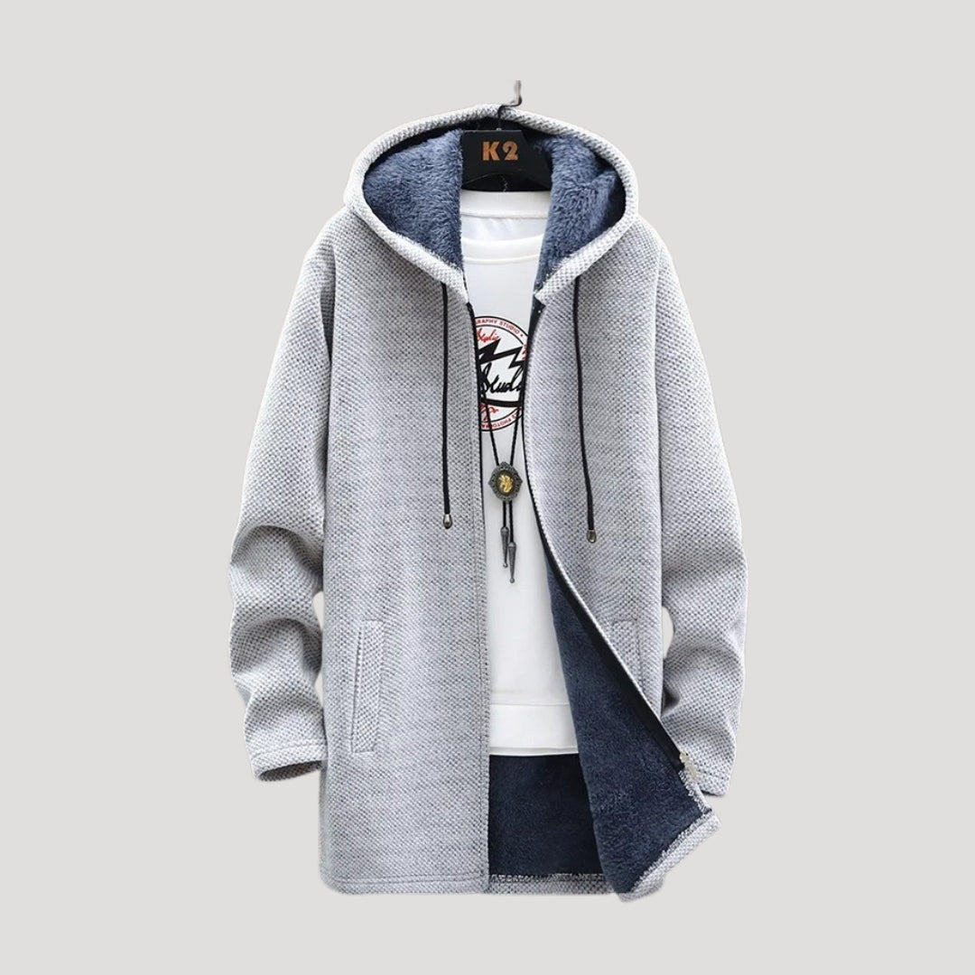 Hooded fleece-lined coat