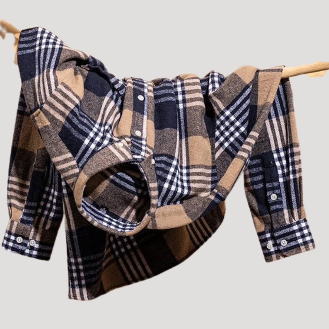 Men’s checked flannel long sleeve casual shirt