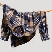 Men’s checked flannel long sleeve casual shirt