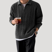 Men’s half zip cable knit winter jumper