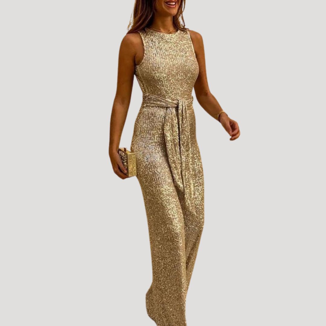 Women’s spring backless glitter jumpsuit