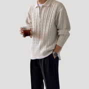 Men’s half zip cable knit winter jumper