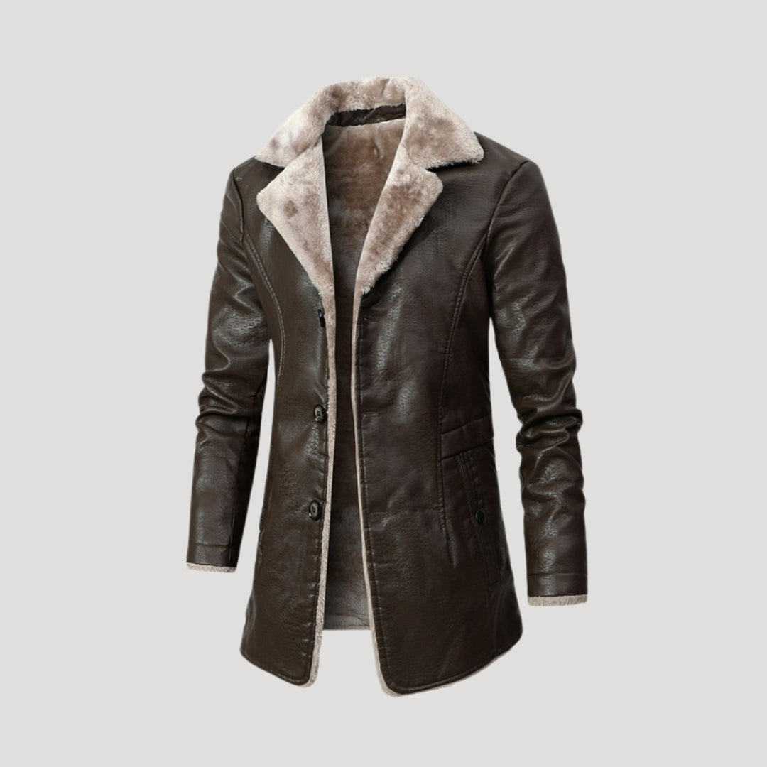 Luxury faux leather coat