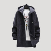 Hooded fleece-lined coat