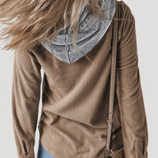 Women’s corduroy hooded jacket casual winter style