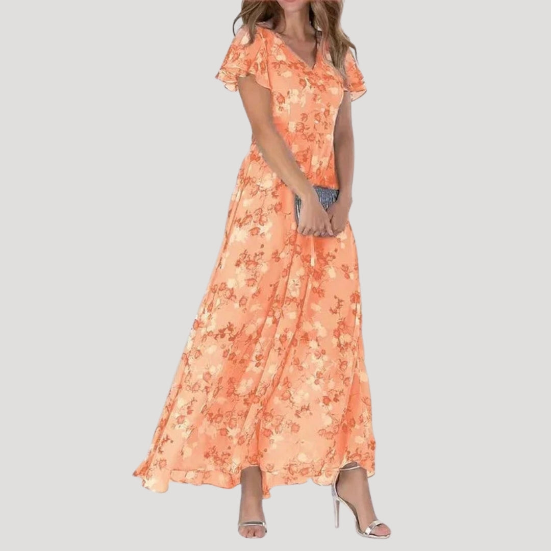 Women’s floral v neck maxi wedding guest dress
