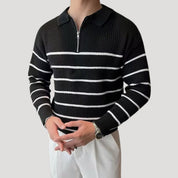 Men’s half zip striped knitted winter jumper