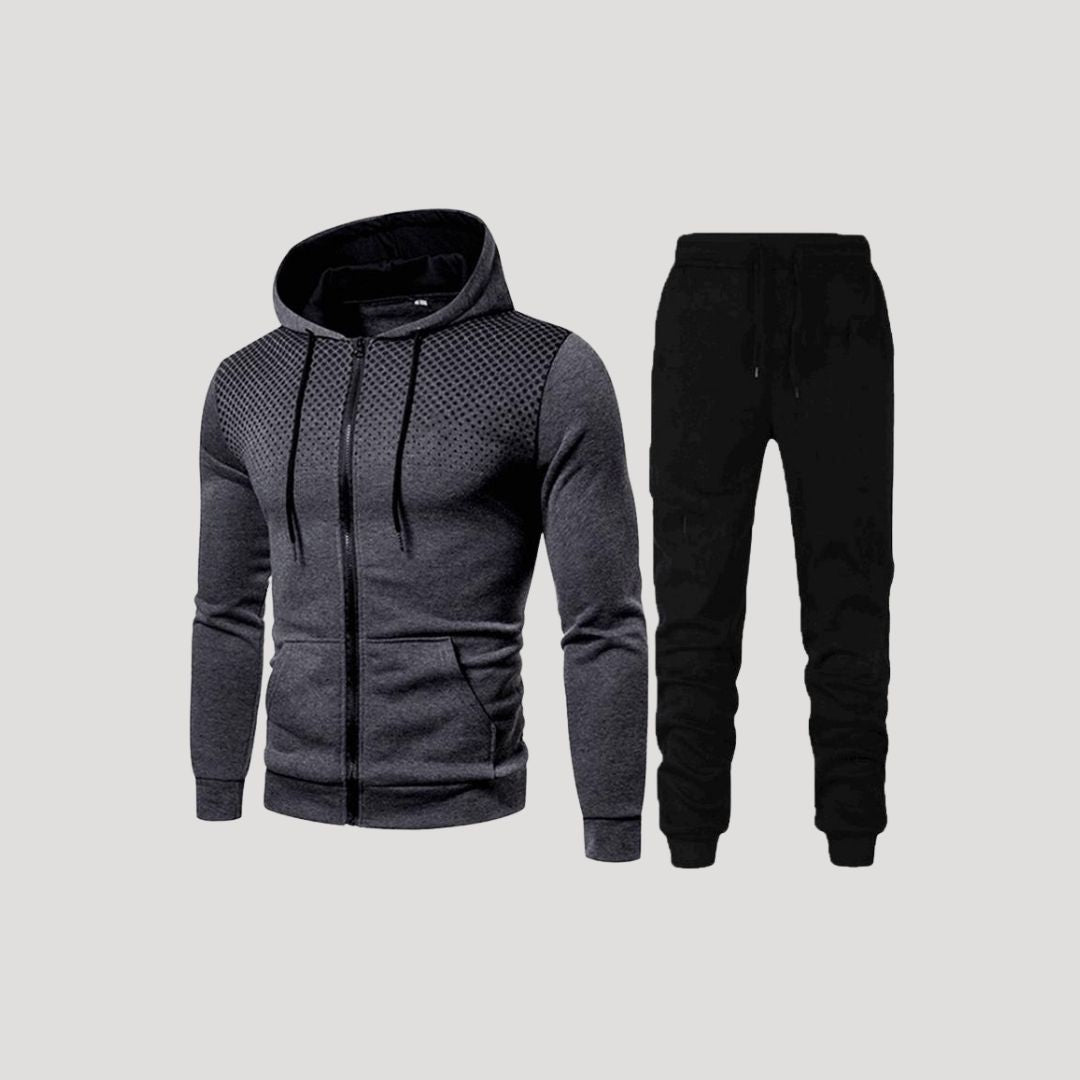 Men’s fleece hooded winter black jogging tracksuit