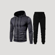 Men’s fleece hooded winter black jogging tracksuit