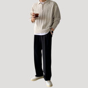 Men’s half zip cable knit winter jumper