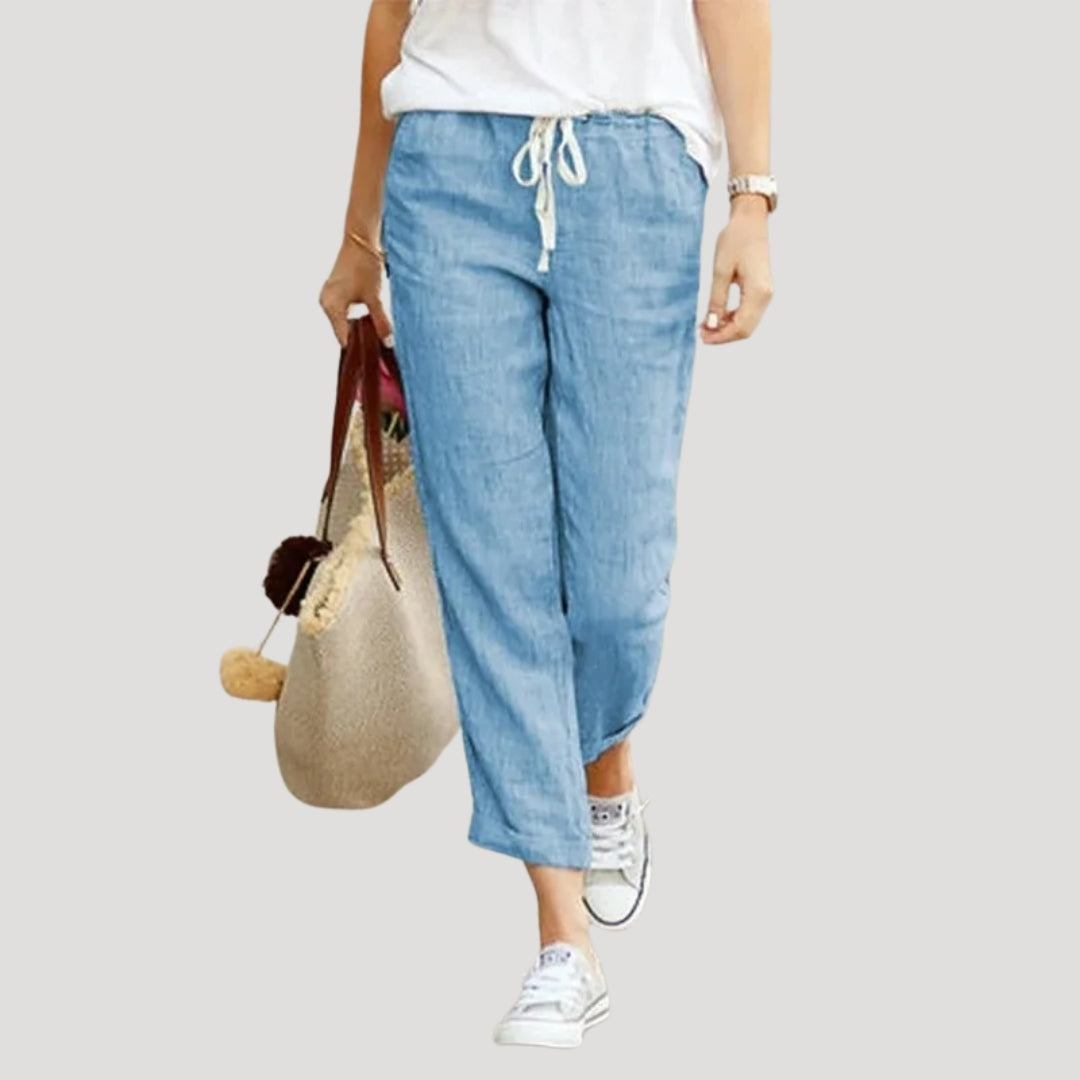 Women’s linen drawstring trousers summer lightweight fit