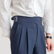 Men’s high waisted pleated smart formal trousers