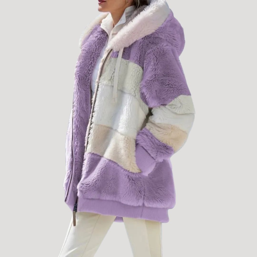 Women’s fluffy faux fur cosy winter jacket