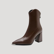 Women's block heel pointed toe ankle boots
