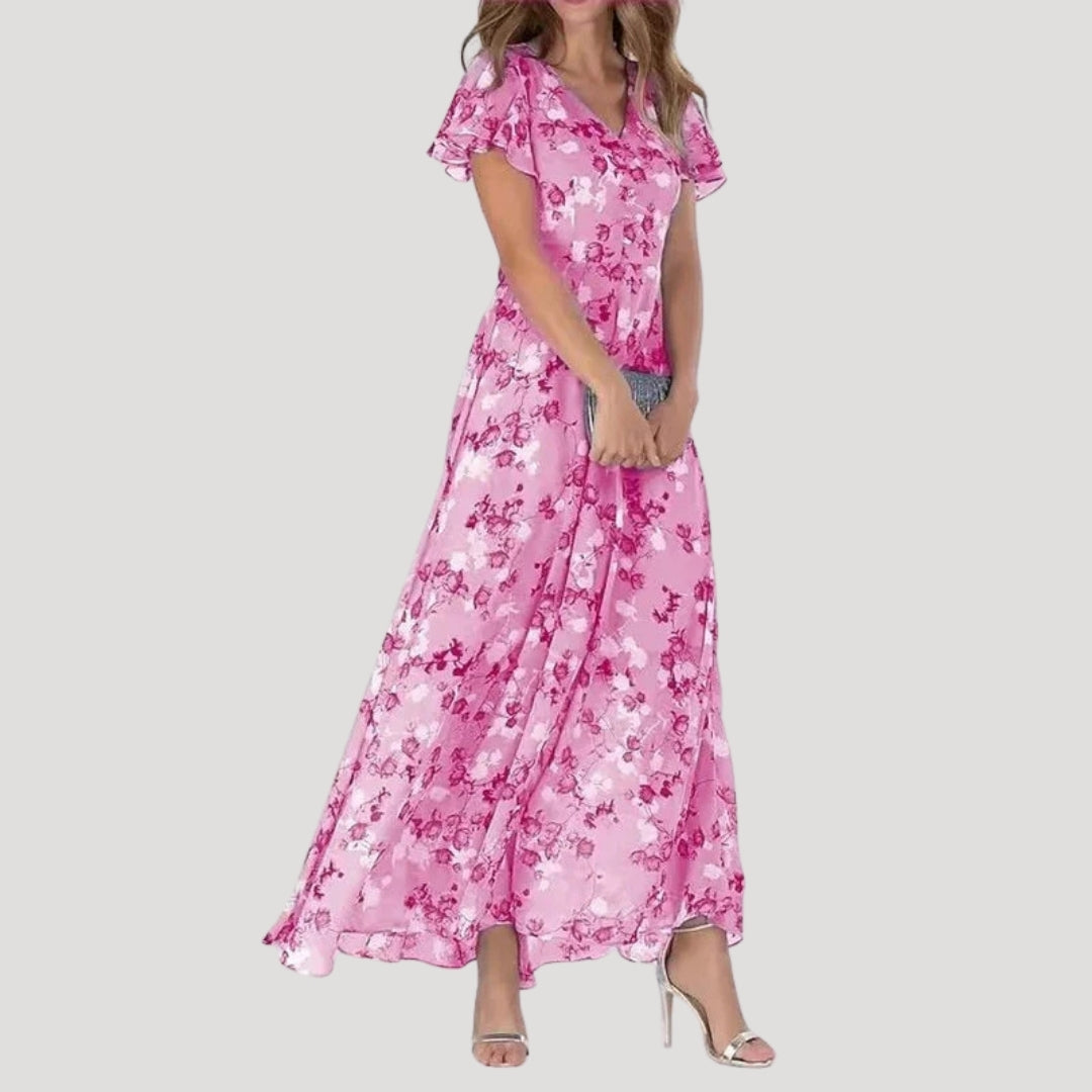Women’s floral v neck maxi wedding guest dress