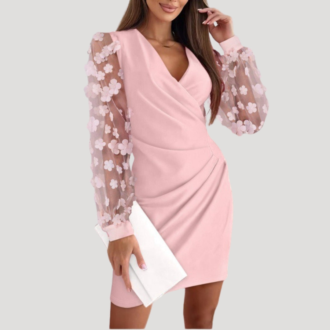 Chiffon sleeve wrap dress