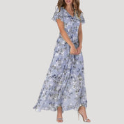 Women’s floral v neck maxi wedding guest dress