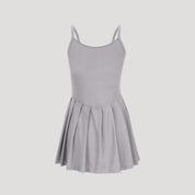 Sleeveless pleated skater dress