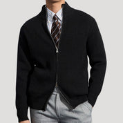 Men’s knitted zip up jumper in soft wool blend