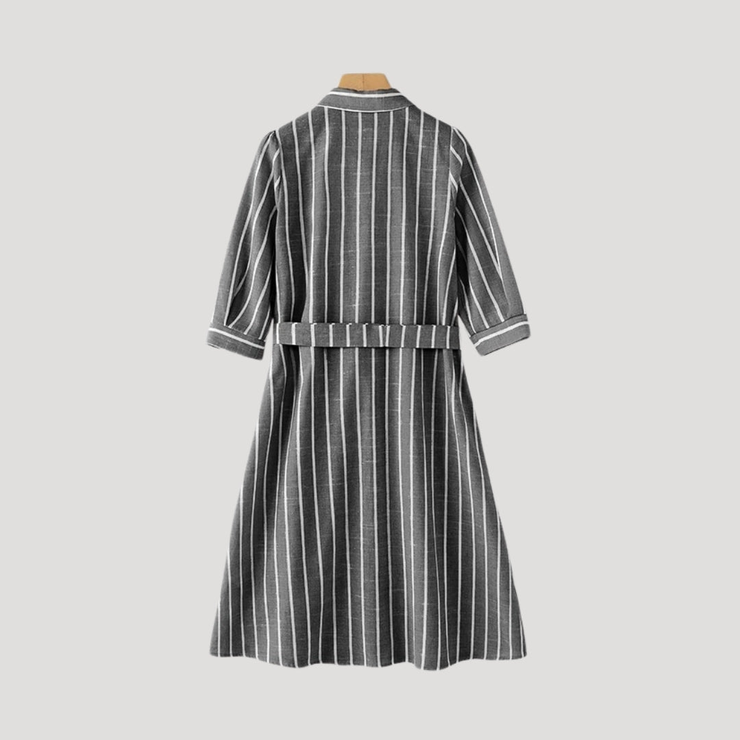 Women’s striped summer belted midi shirt dress