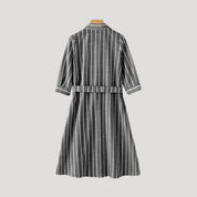 Women’s striped summer belted midi shirt dress