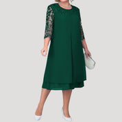 Women's plus size sleeve wedding guest dress – midi