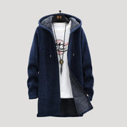 Hooded fleece-lined coat