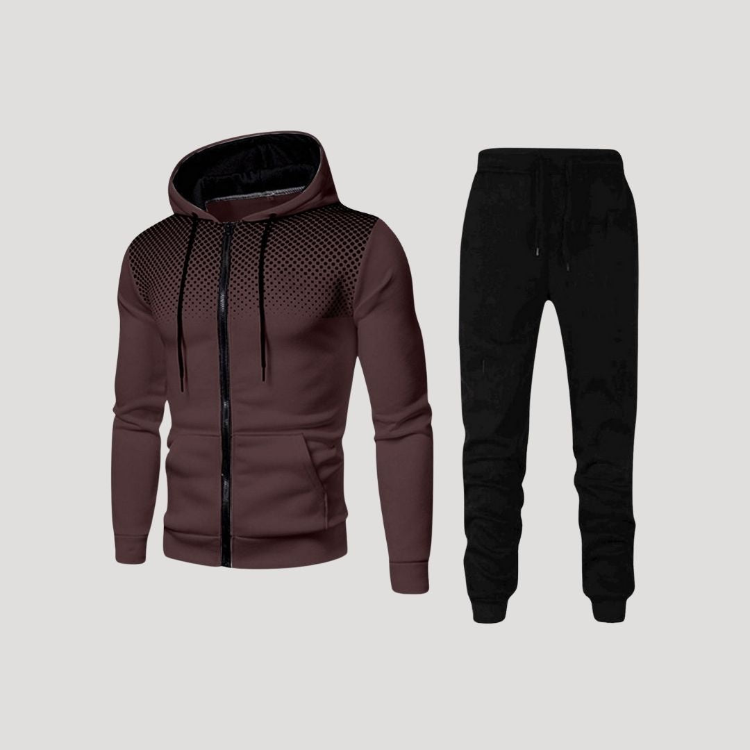 Men’s fleece hooded winter black jogging tracksuit