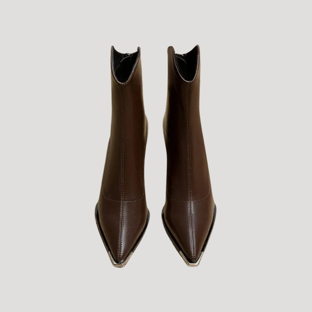 Women's block heel pointed toe ankle boots
