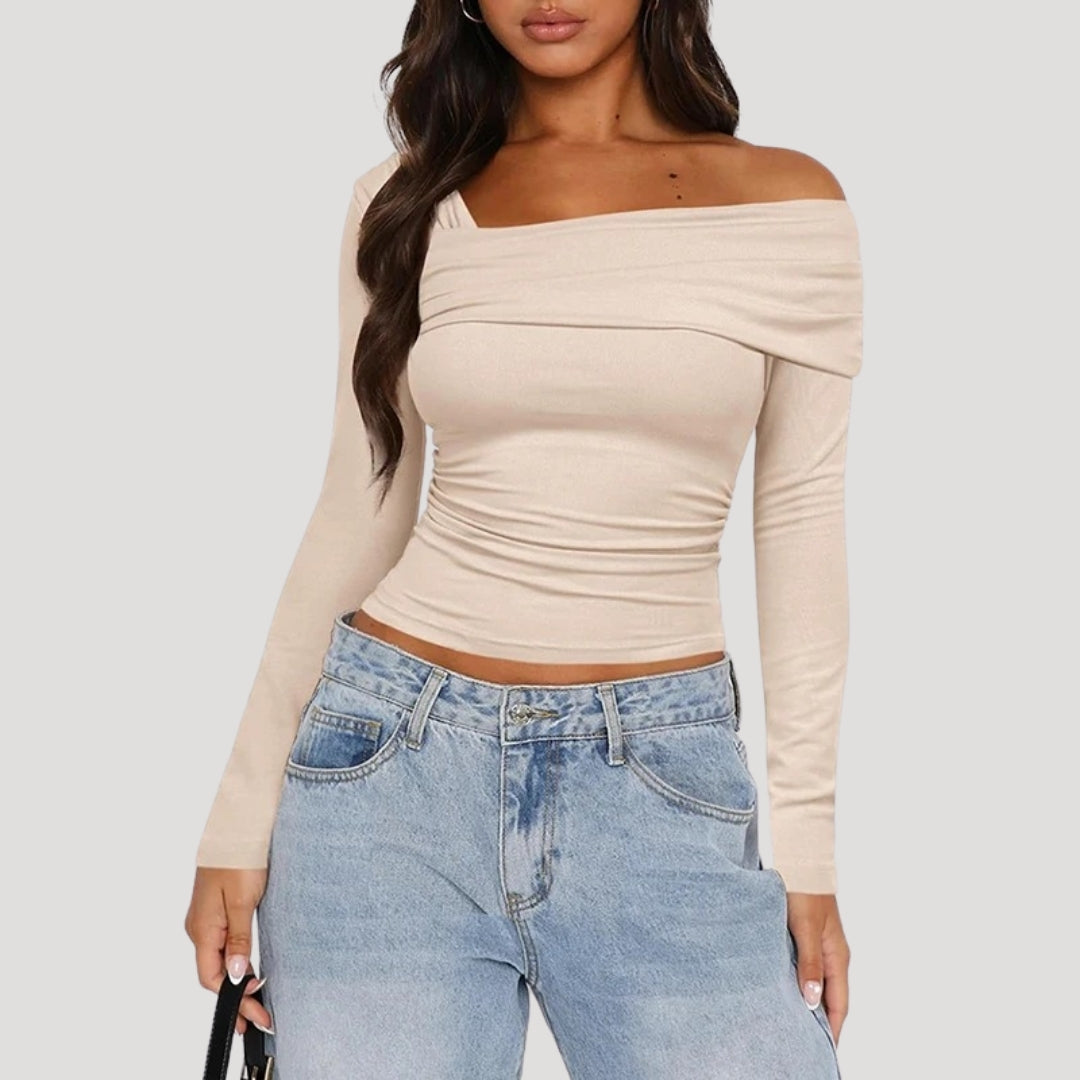 Off shoulder long sleeve top